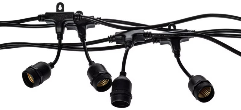 Lyskæde 15x E27 15 m Sort IP44 | 5902693776932