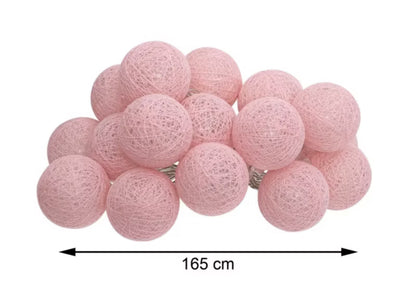 Lyskæde 16 LED 165 cm Lyserød