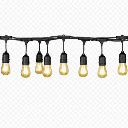 Lyskæde 20 m Sort IP65 med 20 E27 LED Pærer
