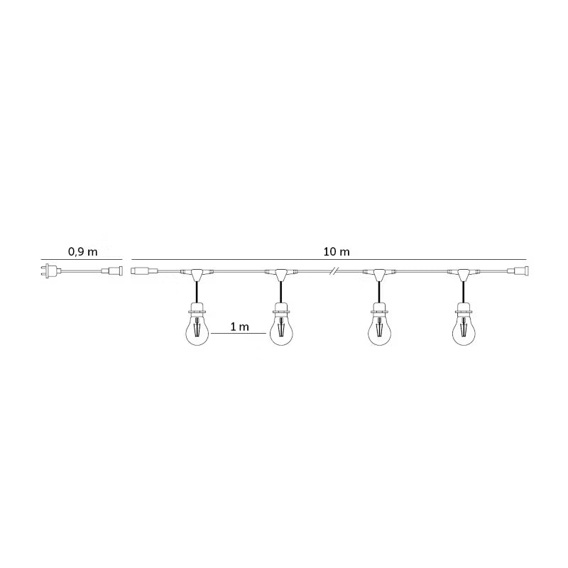 Lyskæde Baja LED 10 m 10x1W E27 Sort