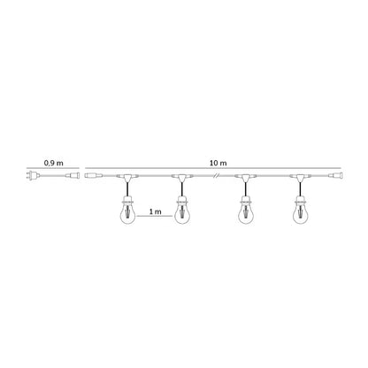 Lyskæde Baja LED 10 m 10x1W E27 Sort