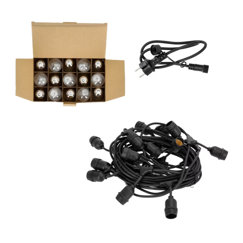 Lyskæde Baja LED 15x1W 15 m E27 Sort