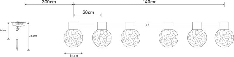 Lyskæde Crackle Ball 8 LED IP44 Hvid