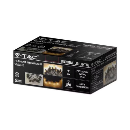 Lyskæde LED 5 m 10 Pærer IP44 Sort