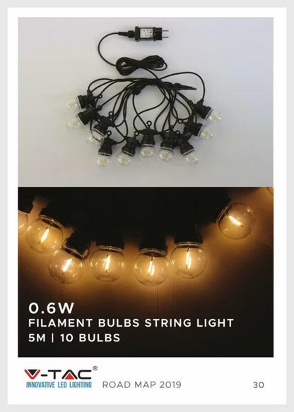 Lyskæde LED 5 m Sort IP44 3000K