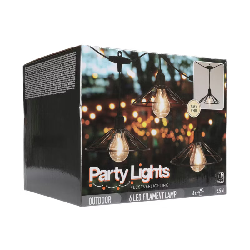 Lyskæde LED Party Light IP44 5,5 m Varm Hvid