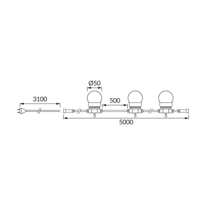 Lyskæde Target 5 m Sort/Hvid 10 LED IP44