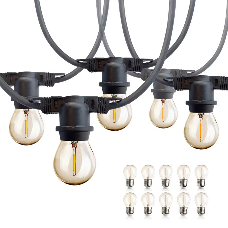 Lyskæde Udendørs 10 m Sort med 10 LED Pærer IP44