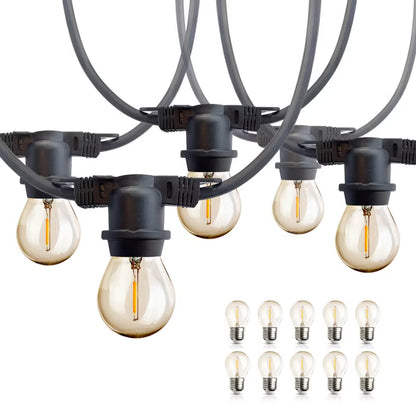 Lyskæde Udendørs 10 m Sort med 10 LED Pærer IP44