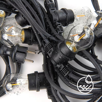 Lyskæde Udendørs 10 m Sort med 10 LED Pærer IP44