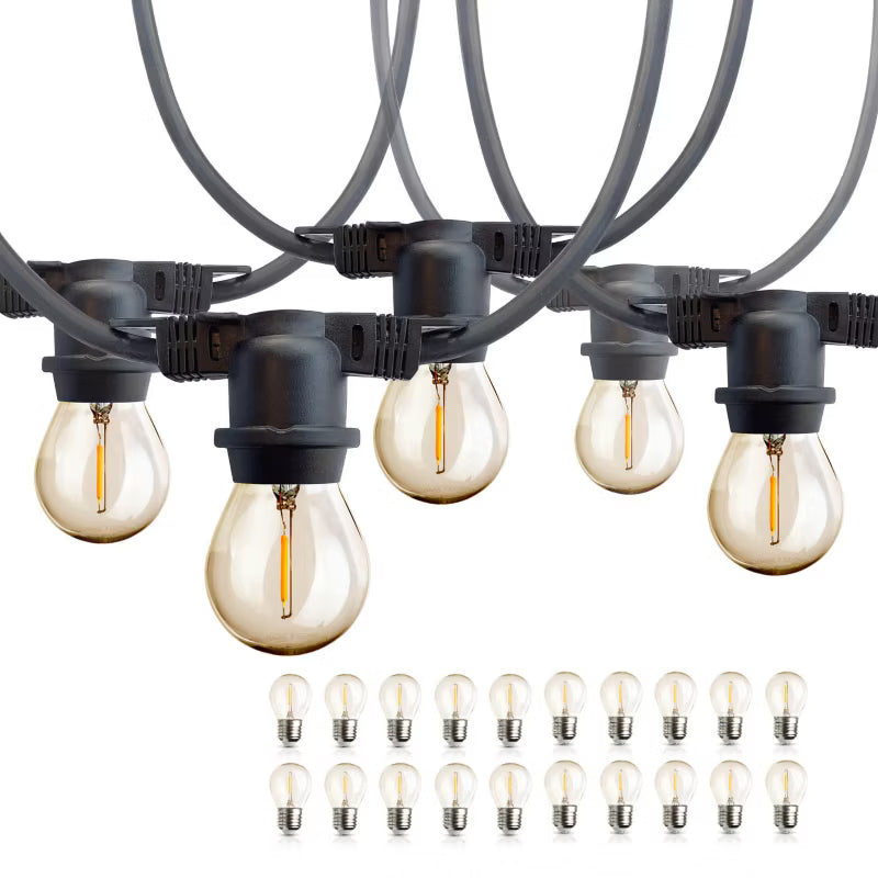 Lyskæde Udendørs 10 m Sort med 20 LED Pærer