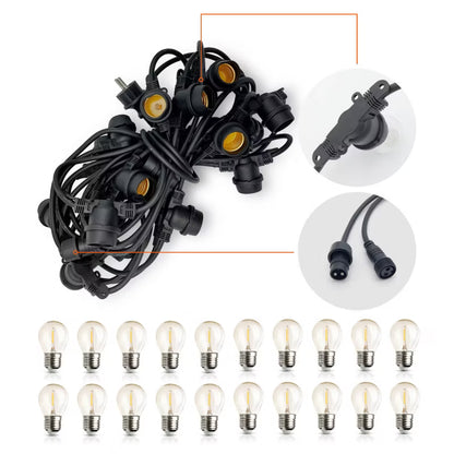 Lyskæde Udendørs 10 m Sort med 20 LED Pærer
