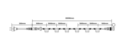 Lyskæde Udendørs 20 m Sort med 20x E27 LED