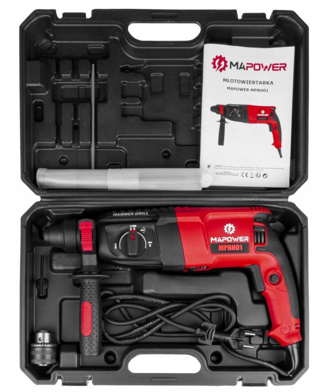 MAPOWER slagboremaskine 1050W SDS Plus 3,2J komplet sæt