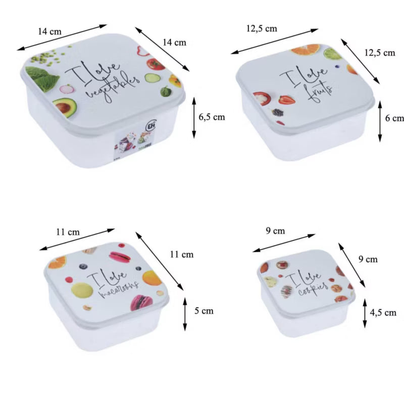 Madopbevaringsbøtter 4 Dele 300-1000 ml BPA-Fri