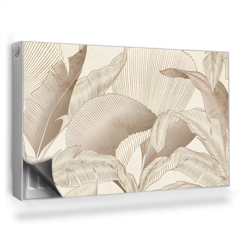 Magnetisk Radiatorskjuler 100x60 cm Bladmønster Beige