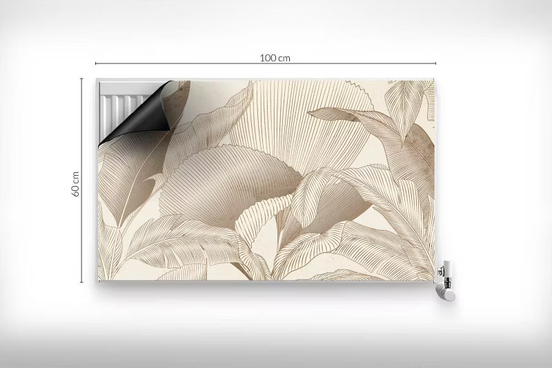 Magnetisk Radiatorskjuler 100x60 cm Bladmønster Beige