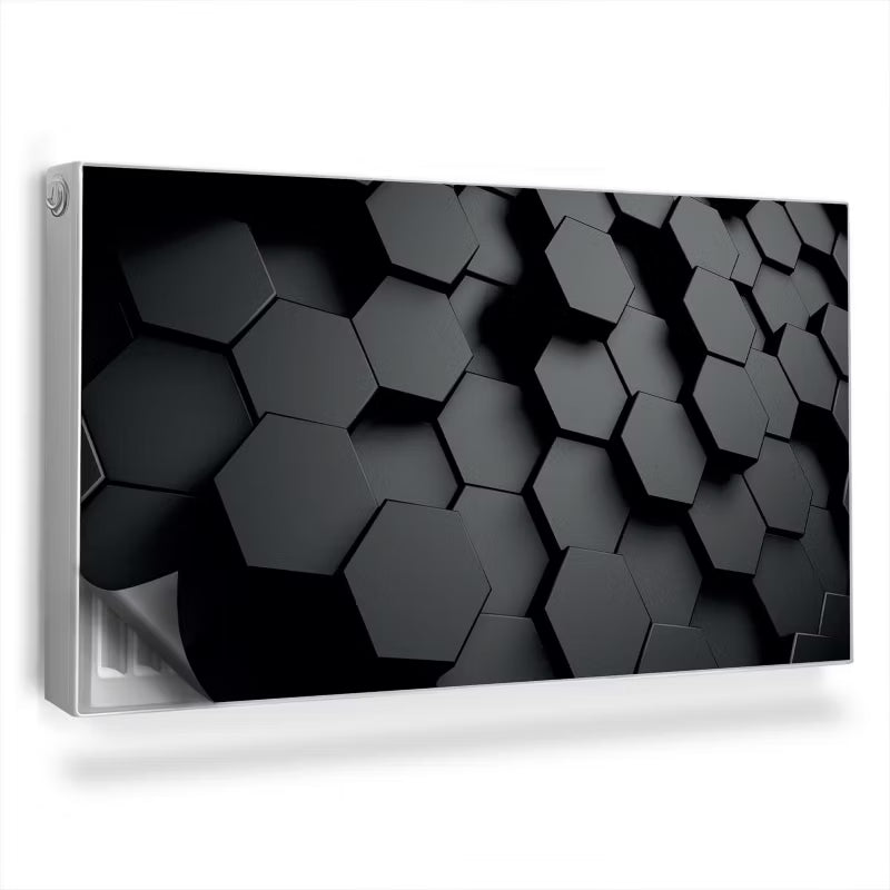 Magnetisk Radiatorskjuler 110x60 cm Geometrisk 3D Sort