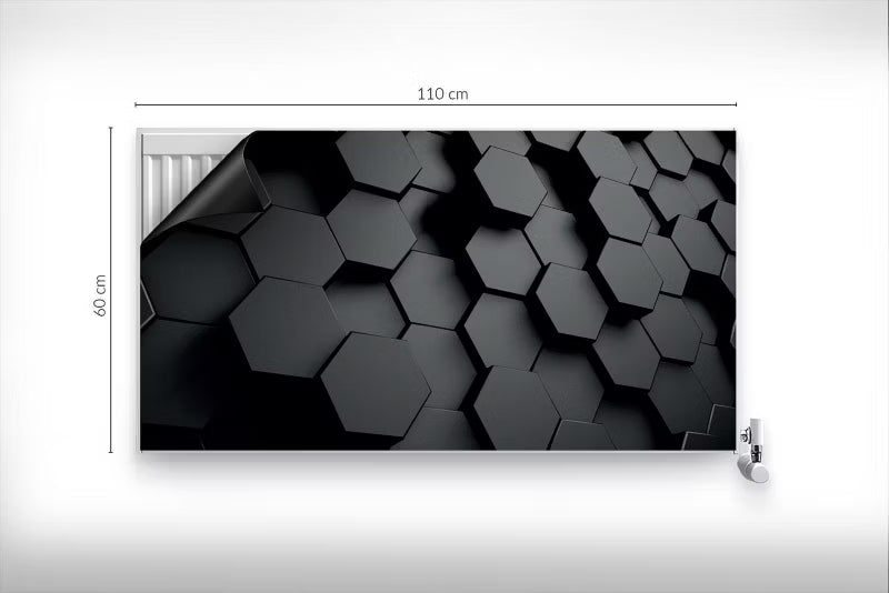 Magnetisk Radiatorskjuler 110x60 cm Geometrisk 3D Sort