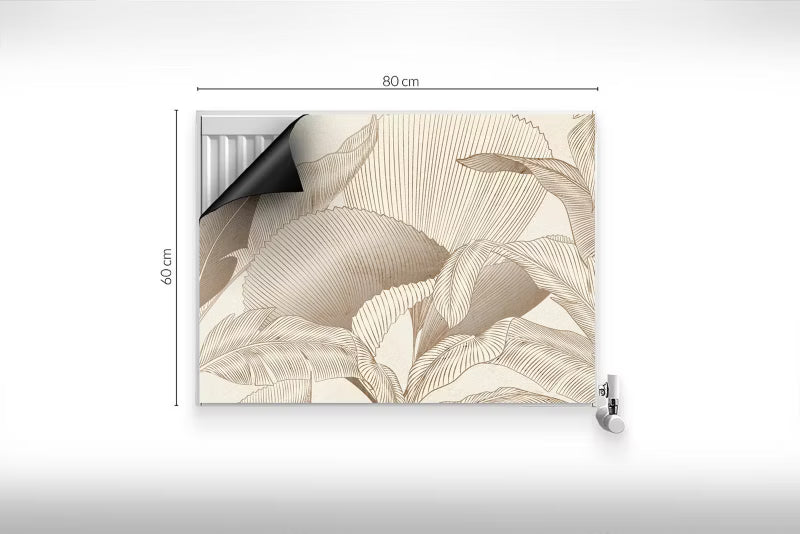 Magnetisk Radiatorskjuler 80x60 cm Bladmønster Beige