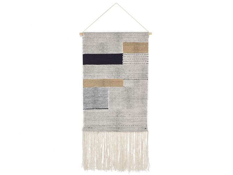Hængende makramé vægdekoration i bomuld, beige, 1 stk.