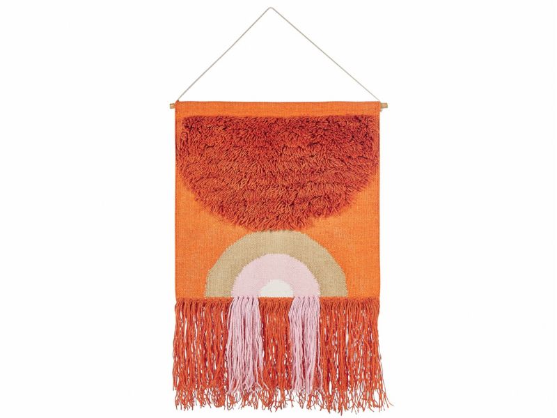 Kamalia makramé vægdekoration i bomuld, orange, 1 stk.