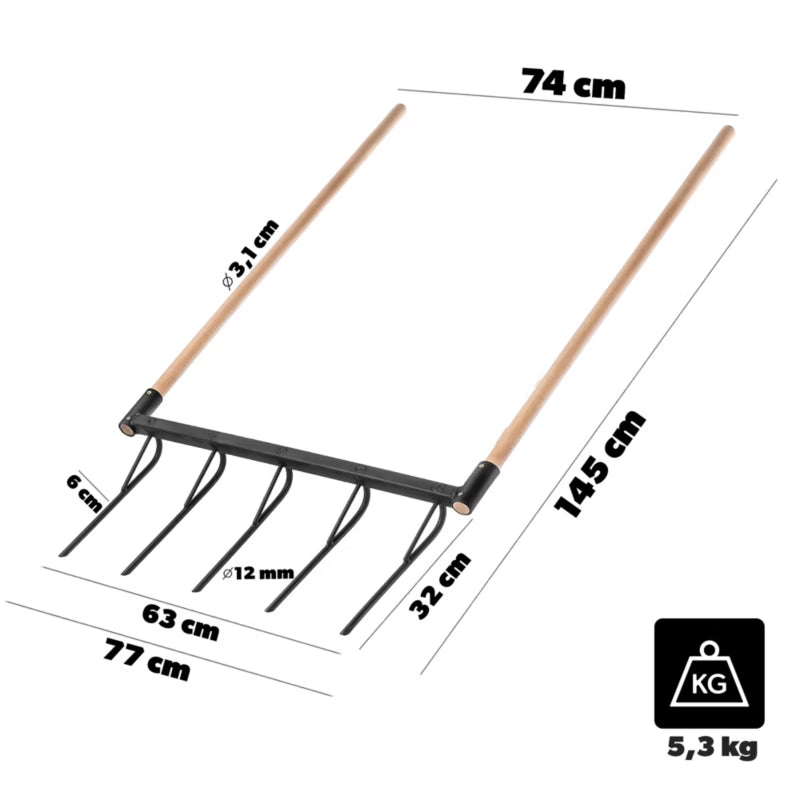 Manuel Plænelufter 63 cm med Skaft Sort