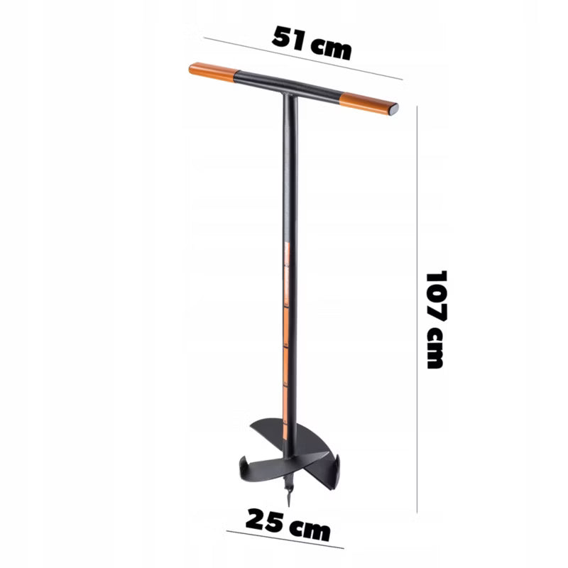 Manuelt Jordbor 25 cm Sort Stål