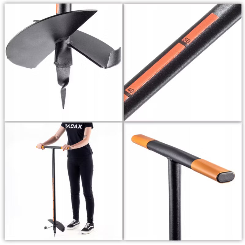 Manuelt Jordbor 25 cm Sort Stål