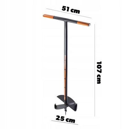 Manuelt Jordbor 25 cm Sort Stål