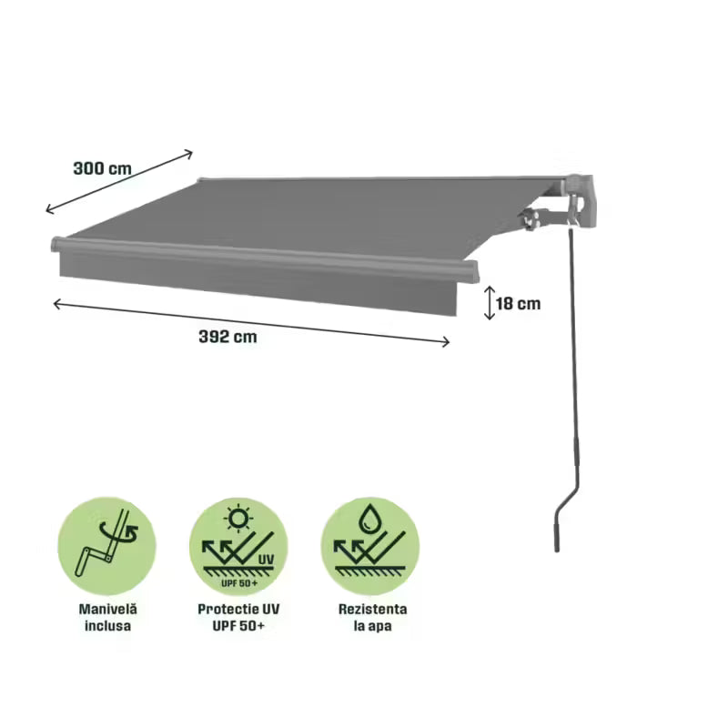 Markise 4x3 m Antracitgrå