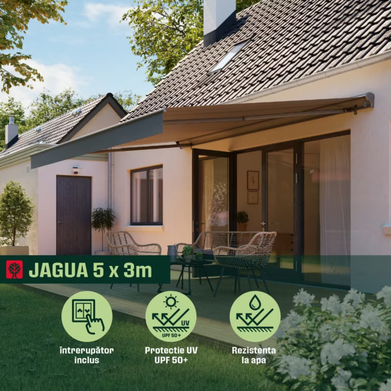 Markise Jagua 5x3 m Halvkassette Grå