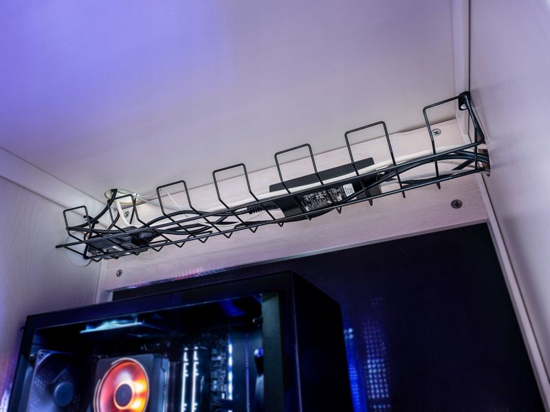 KADAX kabelskjuler 2x TV sort kabelorganisator til bordmontering med skjulte skruer, 1 stk.