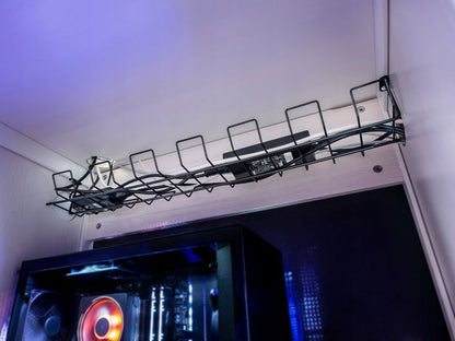 KADAX kabelskjuler 2x TV sort kabelorganisator til bordmontering med skjulte skruer, 1 stk.