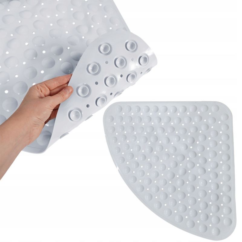 Hjørne Bademåtte Antiskrid Hvid 54x54 cm PVC