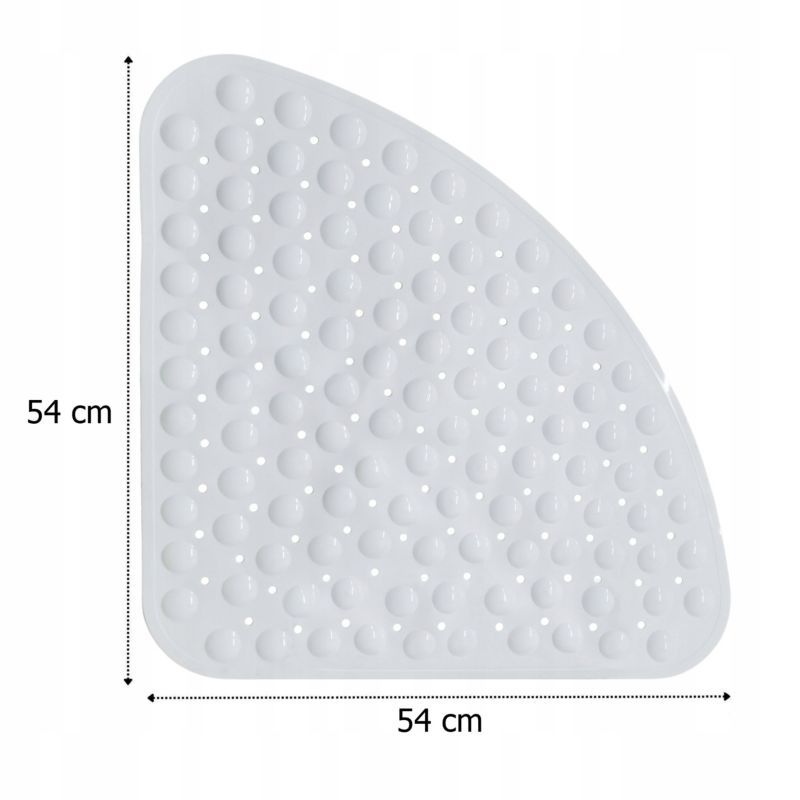 Hjørne Bademåtte Antiskrid Hvid 54x54 cm PVC