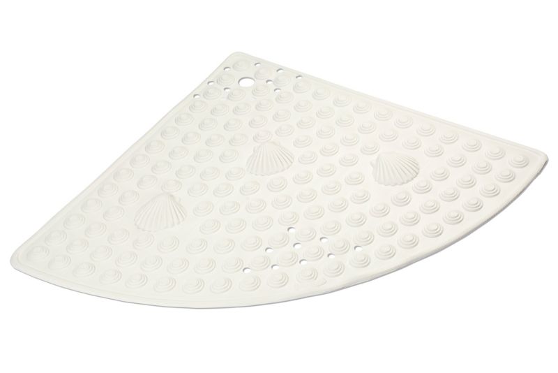 Hjørne Bademåtte Antiskrid 60 cm Hvid PVC 1 stk. | Muszelki