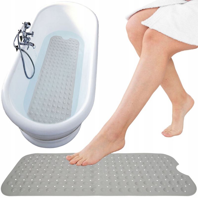 Bademåtte Antiskrid 99x40 cm Grå PVC til Badekar 1 stk.
