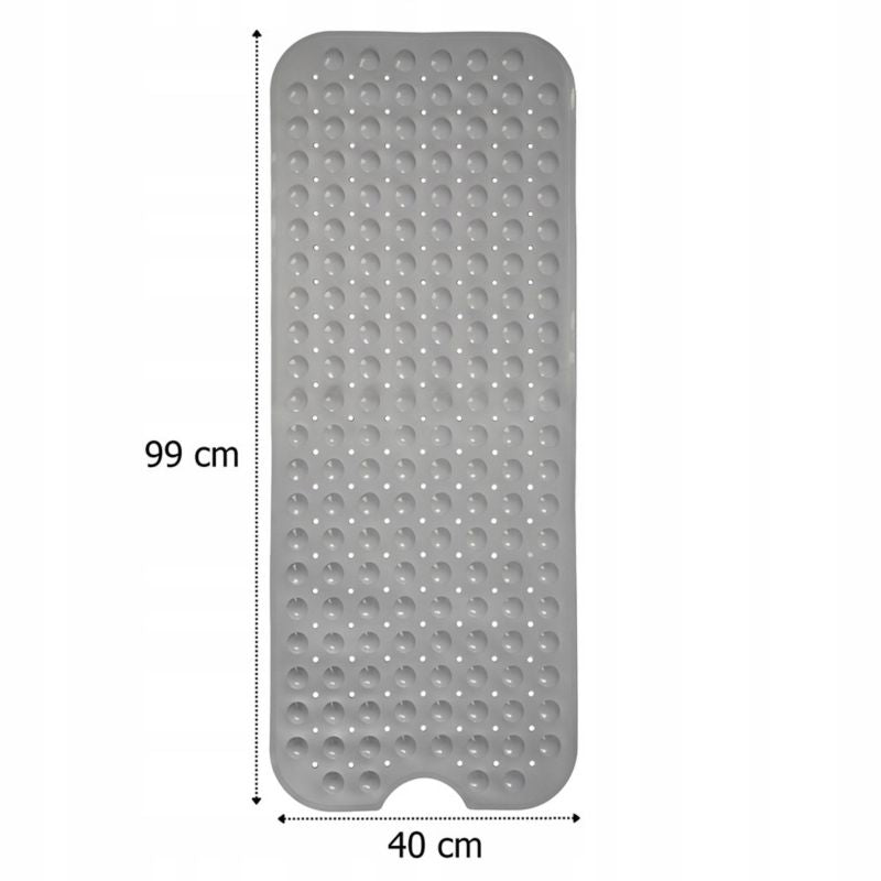 Bademåtte Antiskrid 99x40 cm Grå PVC til Badekar 1 stk.