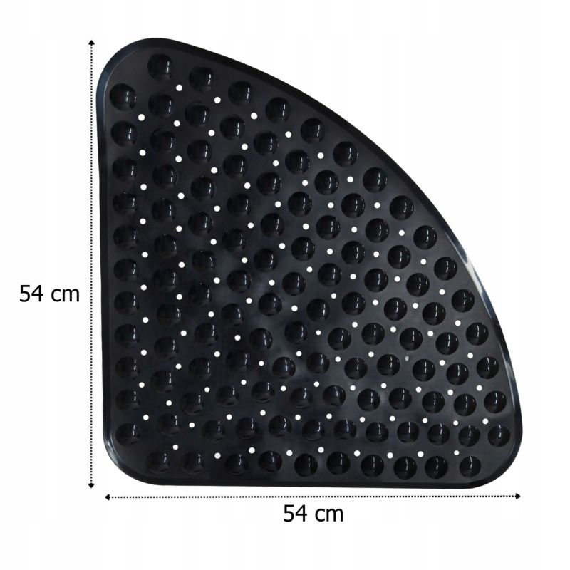 Hjørne Bademåtte Antiskrid 54x54 cm Sort PVC