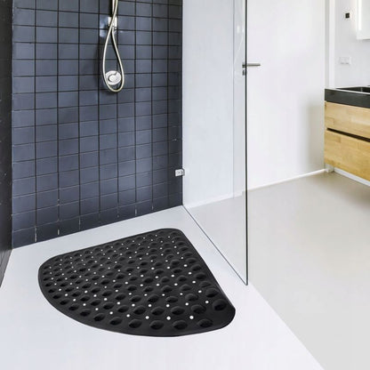 Hjørne Bademåtte Antiskrid 54x54 cm Sort PVC