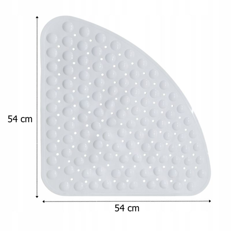 Hjørne Bademåtte 54x54 cm Hvid Antiskrid PVC 1 stk.