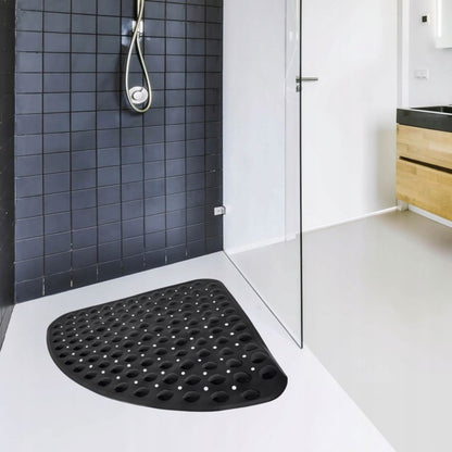 Hjørne Bademåtte Antiskrid 54x54 cm Sort PVC 1 stk.