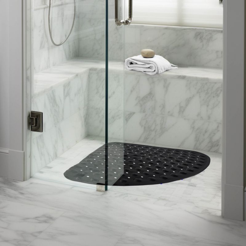 Hjørne Bademåtte Antiskrid 54x54 cm Sort PVC 1 stk.