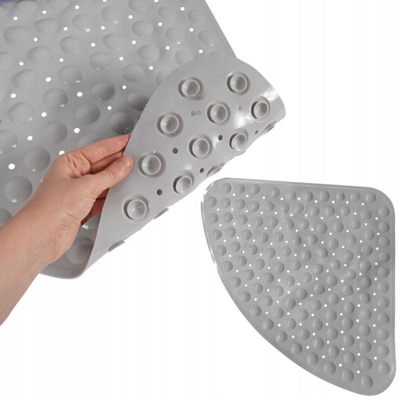 Hjørne Bademåtte Antiskrid 54x54 cm Grå PVC 1 stk.