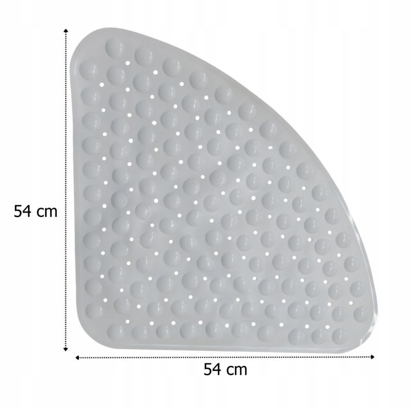 Hjørne Bademåtte Antiskrid 54x54 cm Grå PVC 1 stk.