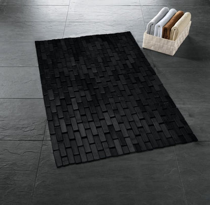 Bambus Bademåtte 70x50 cm Sort Skridsikker 1 stk.