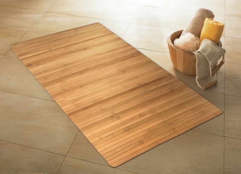 Bambus Bademåtte 80x50 cm Brun Antiskrid 1 stk.