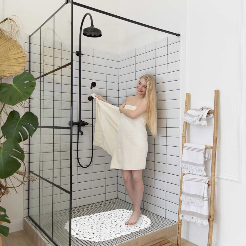 Bademåtte Hvid Skridsikker 66x34 cm PVC 5905923651337