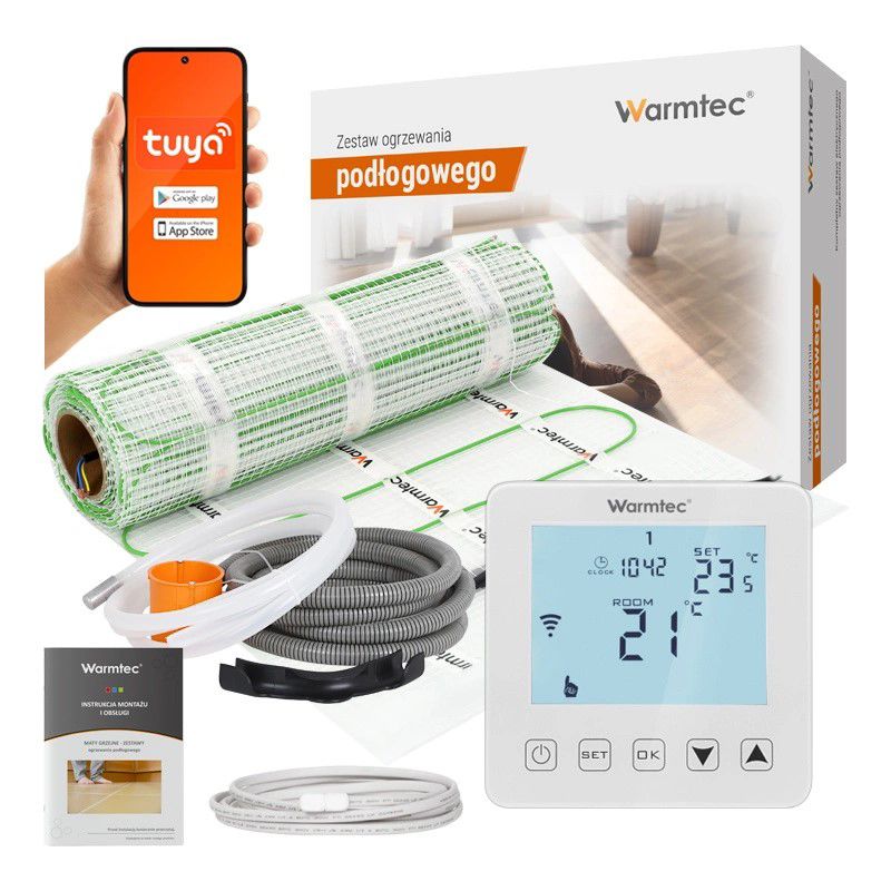Varmemåtte 1,5 m² 100W/m² med Wi-Fi Termostat Hvid DSE-15/PRT-01